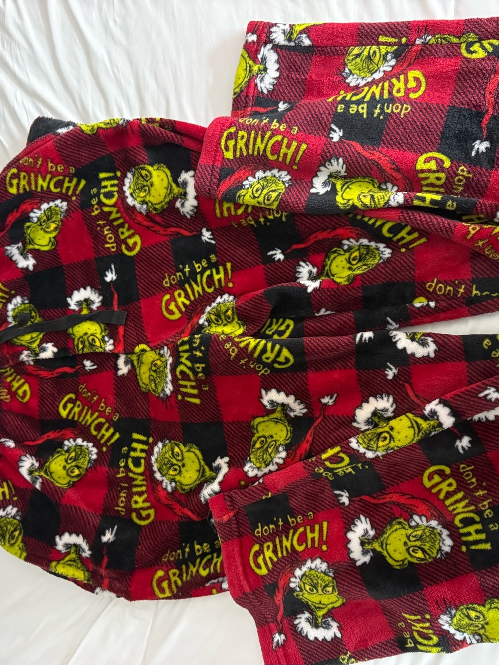 Men's Red Plaid Grinch Fleece Joggers